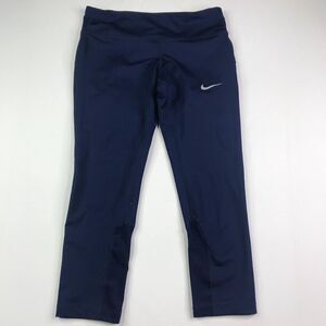 Nike Epic Run Small Women's Blue Tight Fit Crop Running Leggings Reflective Dots